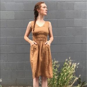 Modaspia Fiji Sleeveless Linen Ruched Dress